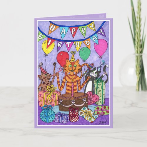 Colorful Cats Birthday Card