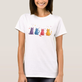 Colorful Cats Cartoon T-Shirt