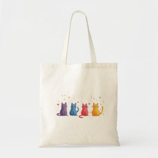 Colorful Cats Cartoon Tote Bag
