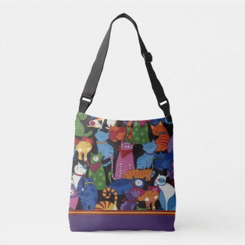 Colorful Cats Cross Body Tote Bag