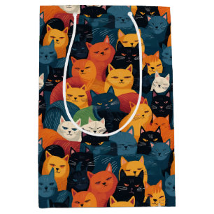 Colorful cats crowded sleeping medium gift bag