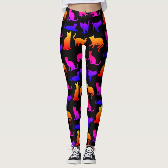 Colorful Cats Design Leggings (Front)