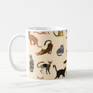 Colorful Cats: Different Breeds Pattern Coffee Mug