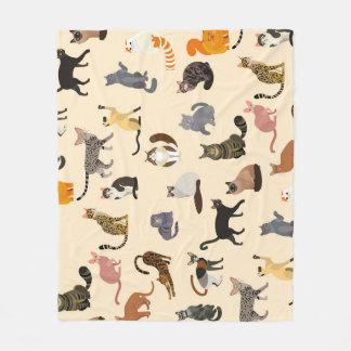 Colorful Cats: Different Breeds Pattern Fleece Blanket