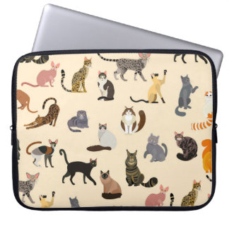 Colorful Cats: Different Breeds Pattern Laptop Sleeve