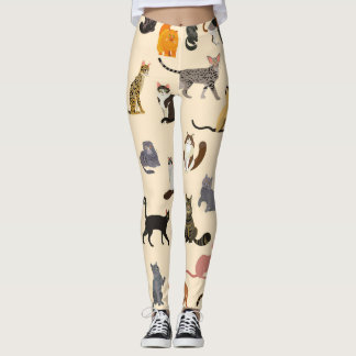 Colorful Cats: Different Breeds Pattern Leggings
