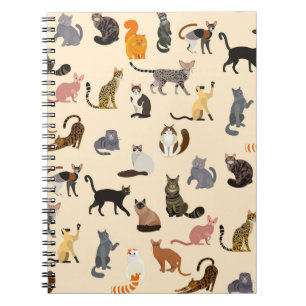 Colorful Cats: Different Breeds Pattern Notebook