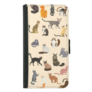 Colorful Cats: Different Breeds Pattern Samsung Galaxy S5 Wallet Case