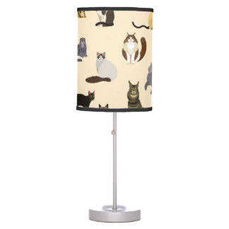 Colorful Cats: Different Breeds Pattern Table Lamp