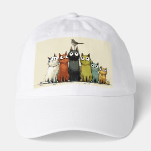 Colorful Cats Group – Cute Whimsical Cat Art Hat