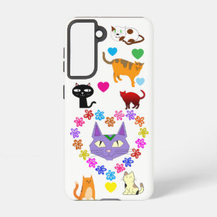 Colorful Cats & Hearts Samsung Galaxy Case