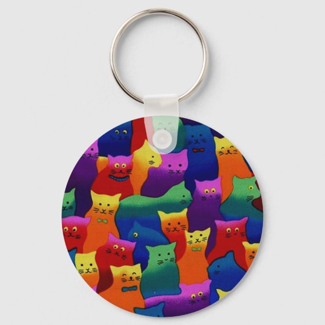 Colorful Cats Keychain (Front)