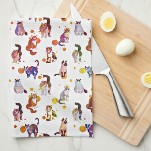 Colorful cats kitchen towel