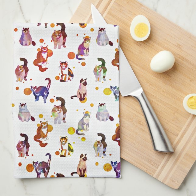 Colorful cats kitchen towel (Quarter Fold)
