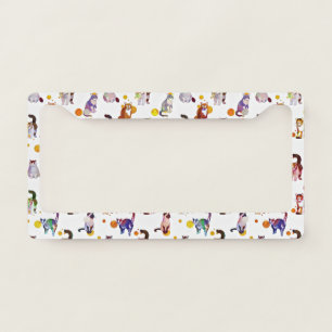 Colorful cats license plate frame