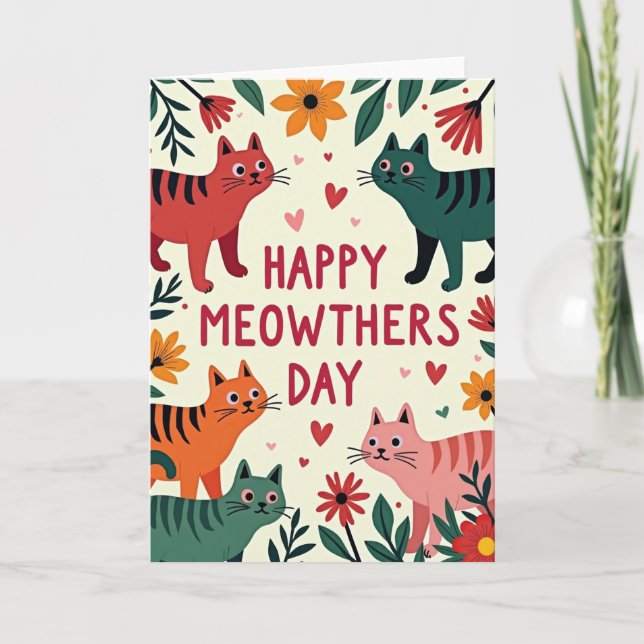 Colorful Cats Mothers Day Card (Front)