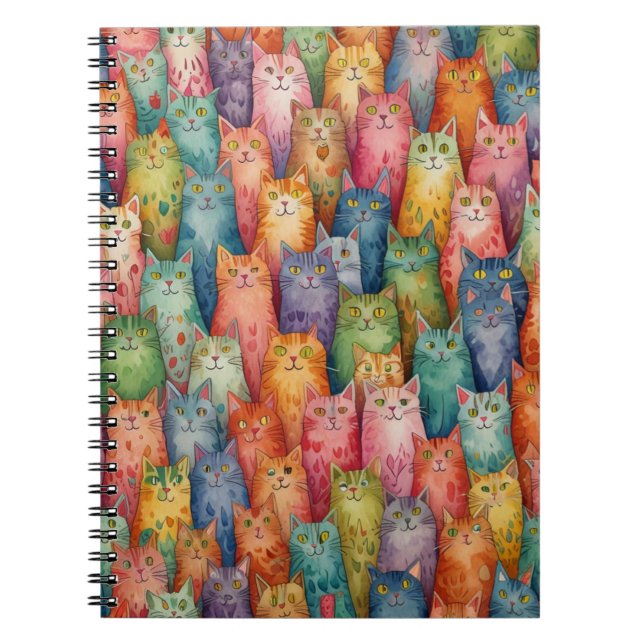 Colorful Cats Notebook – Whimsical Feline Design (Front)