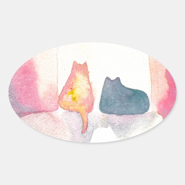 Colorful Cats on a Sunny Sofa Oval Sticker (Front)