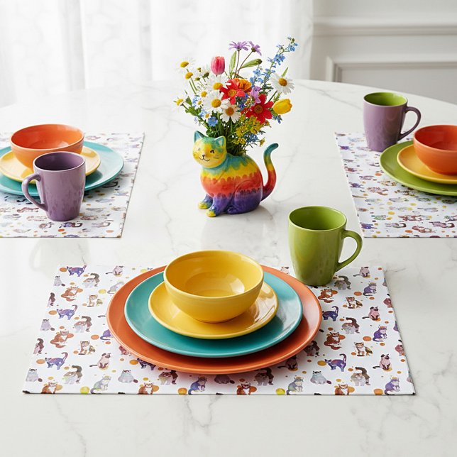 Colorful cats paper placemat (Creator Uploaded)