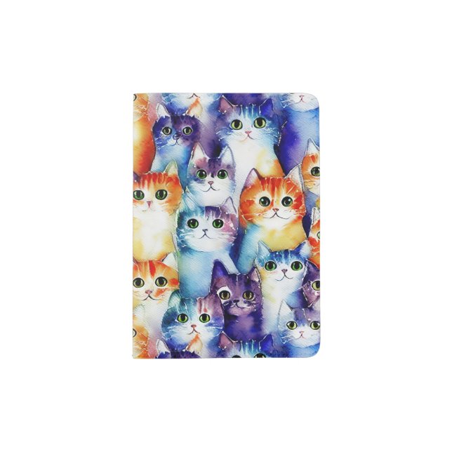 Colorful cats passport holder (Front)