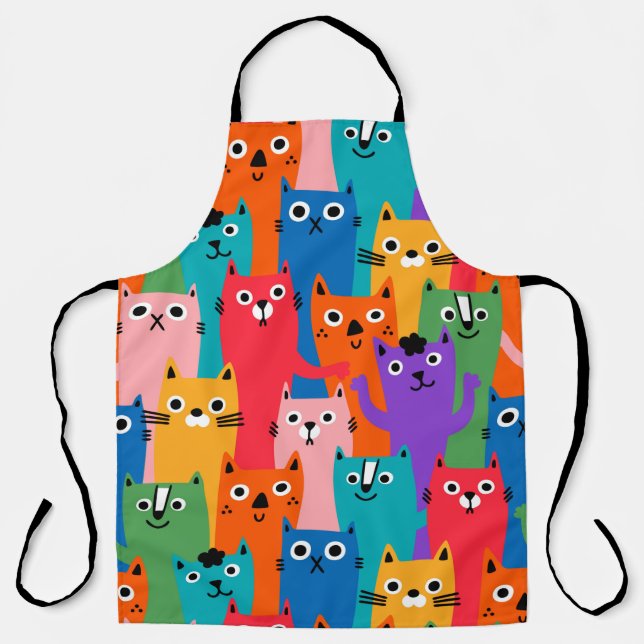 Colorful cats pattern apron (Front)