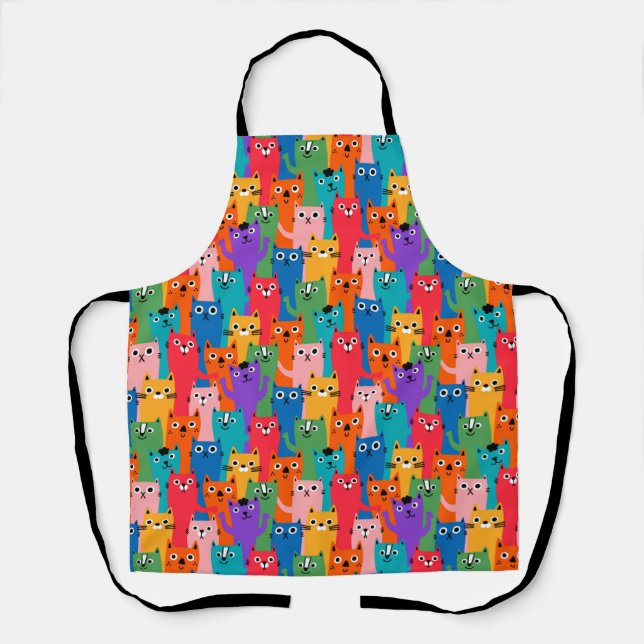 Colorful cats pattern apron (Front)