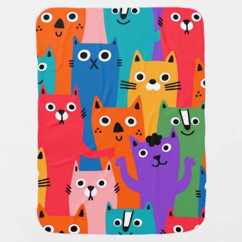 Colorful cats pattern baby blanket