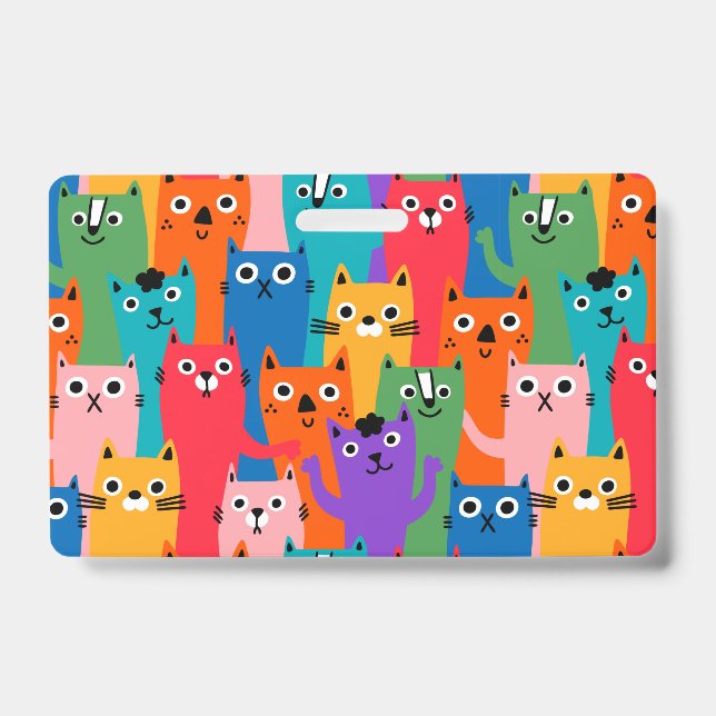 Colorful cats pattern badge (Front)