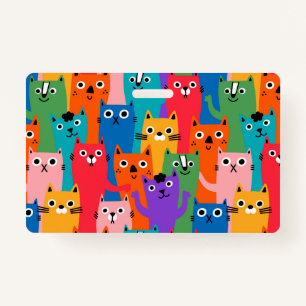 Colorful cats pattern badge