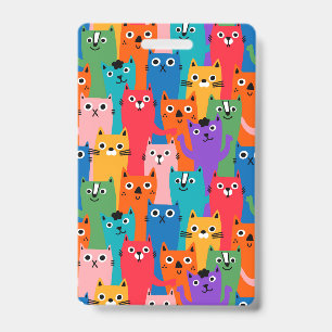 Colorful cats pattern badge