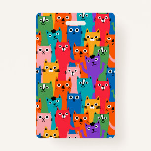 Colorful cats pattern badge