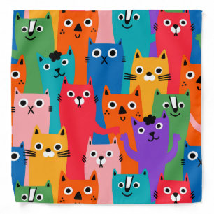 Colorful cats pattern bandana