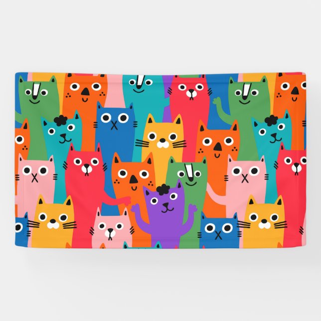 Colorful cats pattern banner (Horizontal)