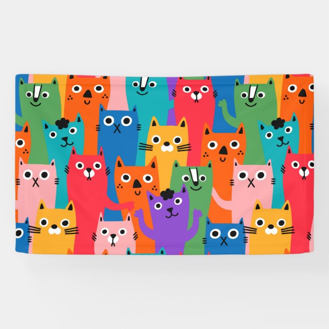 Colorful cats pattern banner (Horizontal)