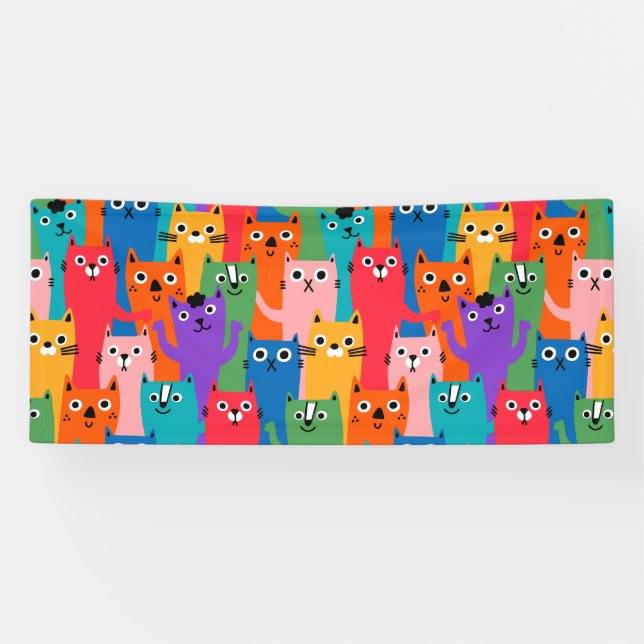 Colorful cats pattern banner (Horizontal)