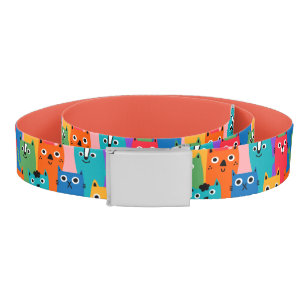 Colorful cats pattern belt