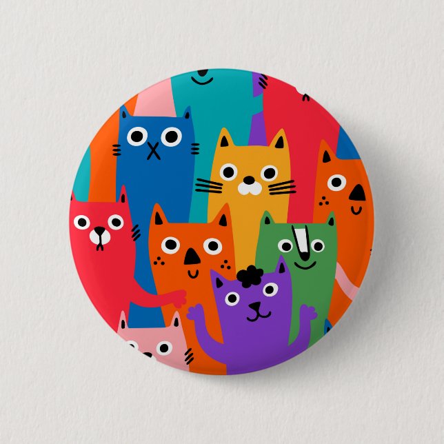 Colorful cats pattern button (Front)
