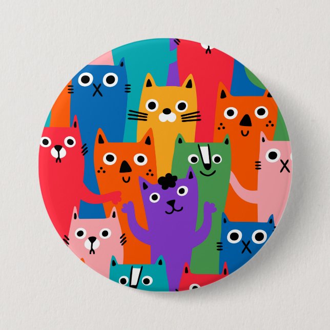 Colorful cats pattern button (Front)