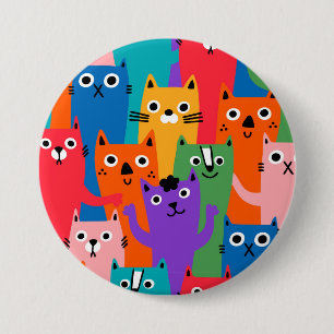 Colorful cats pattern button