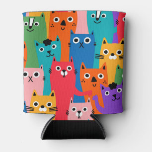 Colorful cats pattern can cooler