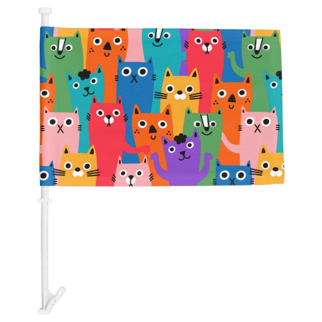 Colorful cats pattern car flag (Front)