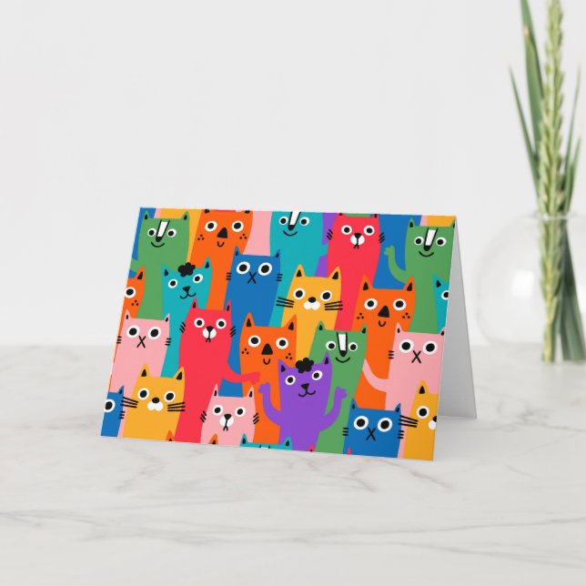 Colorful cats pattern card (Front)