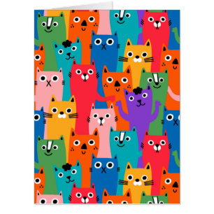 Colorful cats pattern card