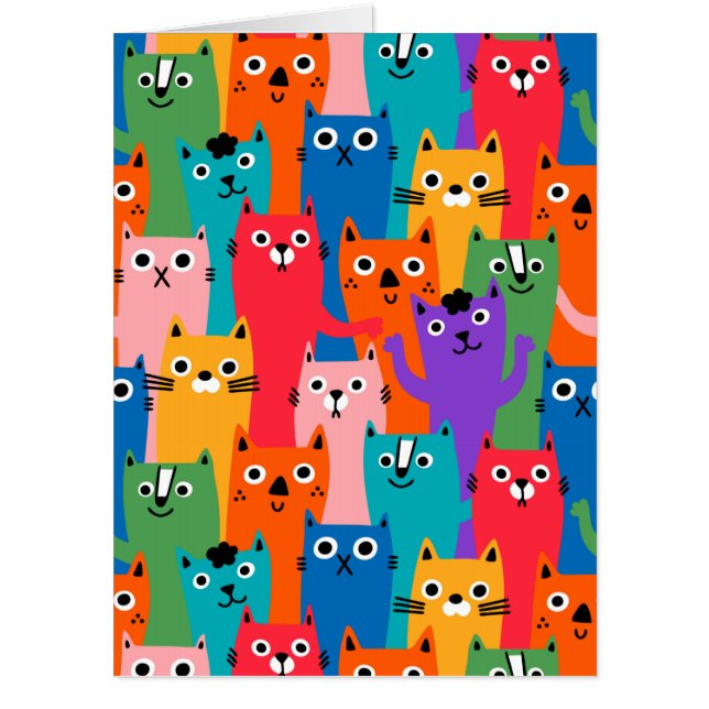 Colorful cats pattern card (Front)