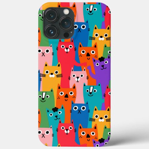 Colorful cats pattern iPhone 13 pro max case