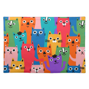 Colorful cats pattern cloth placemat