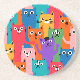 Colorful cats pattern coaster