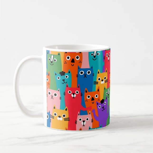 Colorful cats pattern coffee mug (Left)