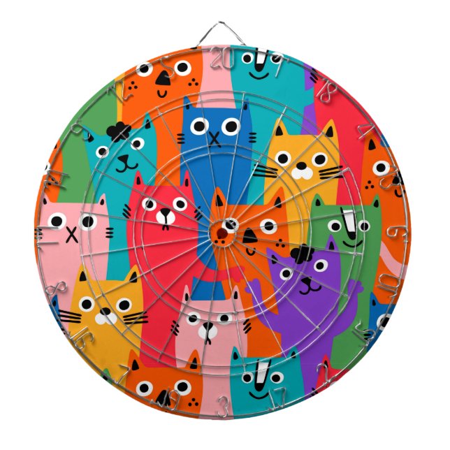 Colorful cats pattern dart board (Front)