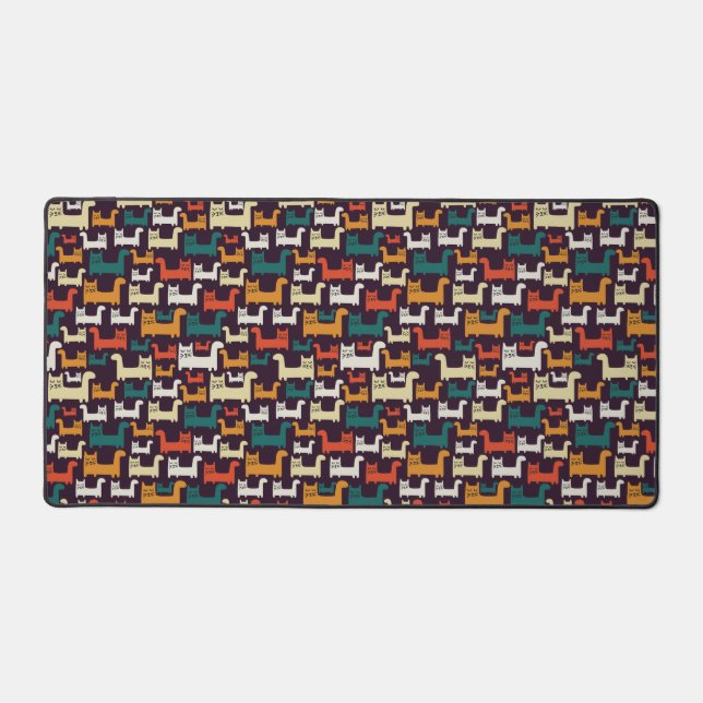 Colorful Cats Pattern Desk Mat (Front)